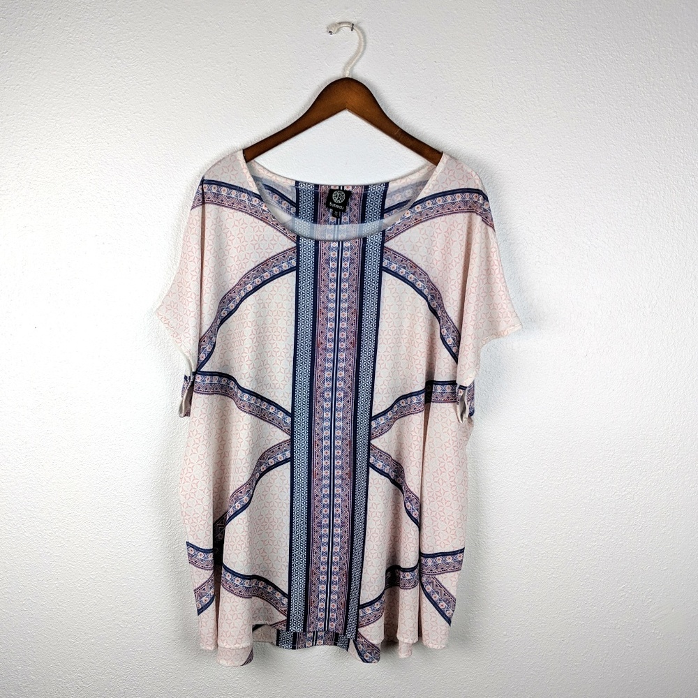 3X Bobeau Geometric Aztec Print Tunic Boho